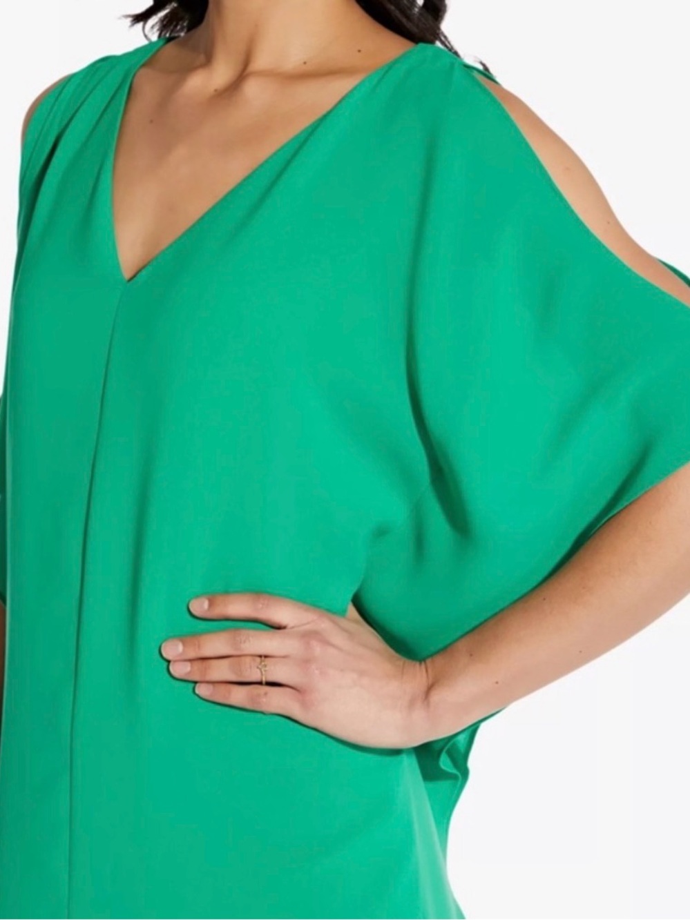 Adrianna Papell Emerald Green V-Neck Swim Cover-Up Tunic - Picture 4 of 8